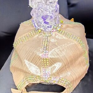 Elegant Beige Crystal-Embellished Women's Bag